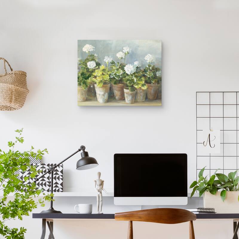 White Geraniums by Danhui Nai Canvas Art Print