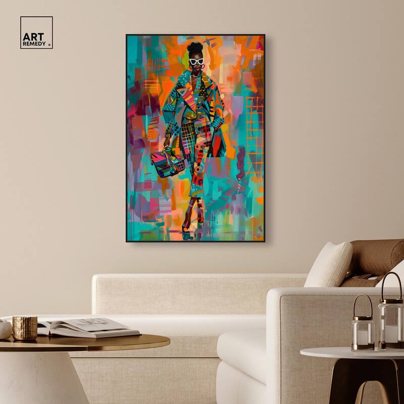 Bold Patchwork Style Canvas by Art Remedy