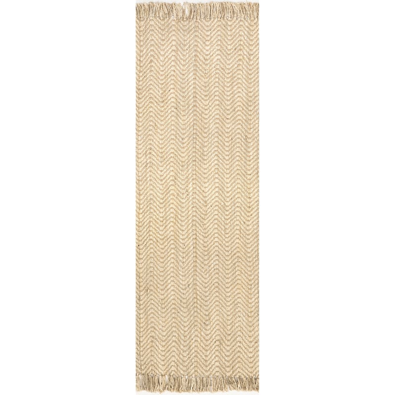 Nuloom Evelyn Chevron Jute Tassel Area Rug