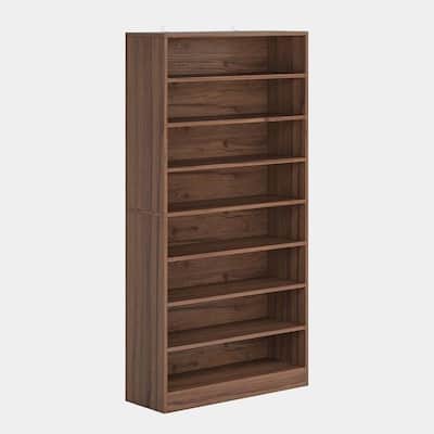 Brown Wood 8-Shlef Shoe Storage Cabinet with Adjustable Shelves - 11.81"D x 31.50"W x 70.86"H