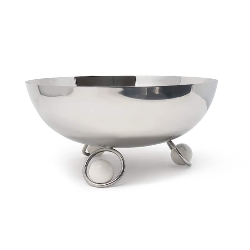 Salad Bowl Silver Inner Gold Outer with Ball Legs - Silver, Marble legs - 12''D x 5.7"H