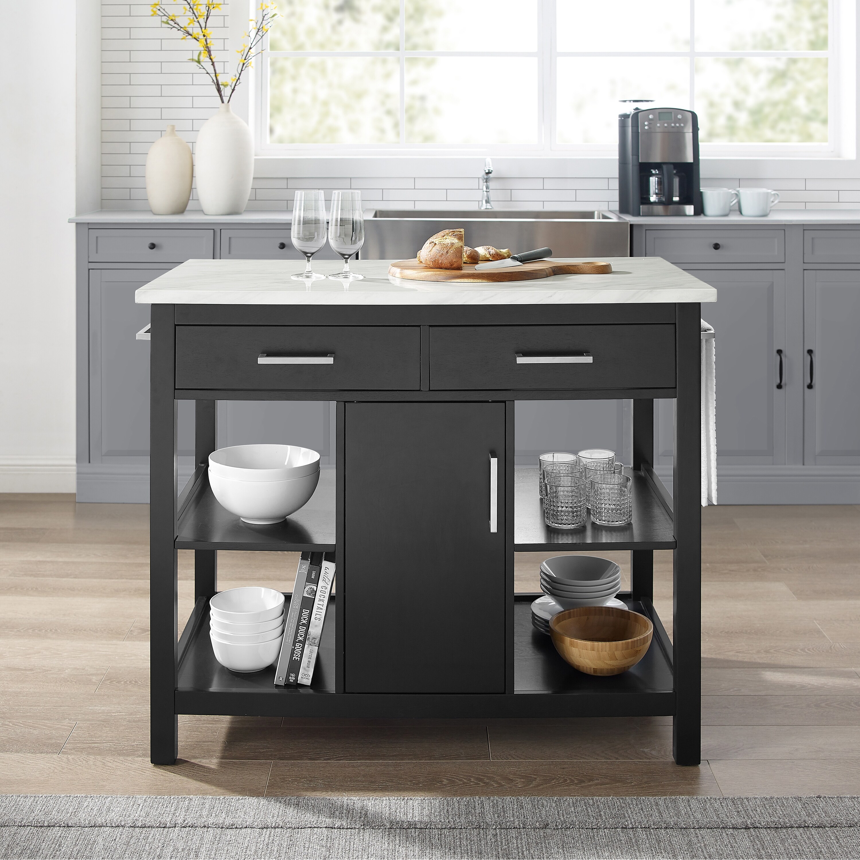 Shop Audrey Faux Marble Top Kitchen Island 42 W X 23 5 D X 36 H