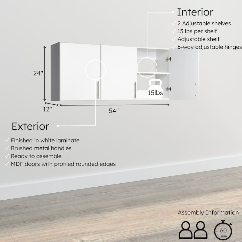 Prepac Elite 54 inch Wall Cabinet - 54 Inch