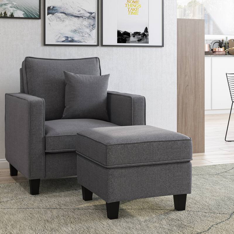 Georgia Upholstered Ottoman/Footrest - Dark Grey