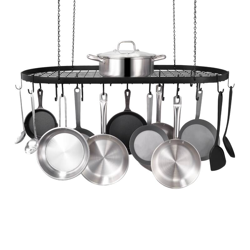 Hanging Pot Rack, Hanging Pot Rack Ceiling Mount, Ceiling Pot Rack with S Hooks, 80 lbs Loading Weight, Ideal for Home