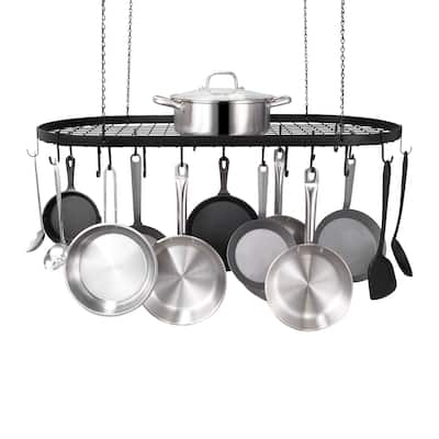 Hanging Pot Rack, Hanging Pot Rack Ceiling Mount, Ceiling Pot Rack with S Hooks, 80 lbs Loading Weight, Ideal for Home