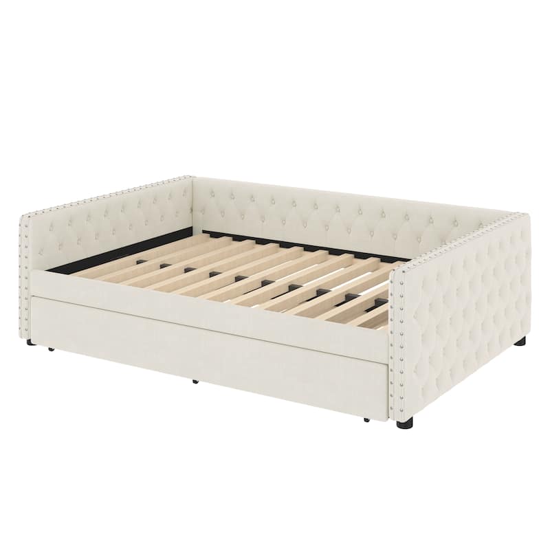 Upholstered Tufted Daybed with Trundle