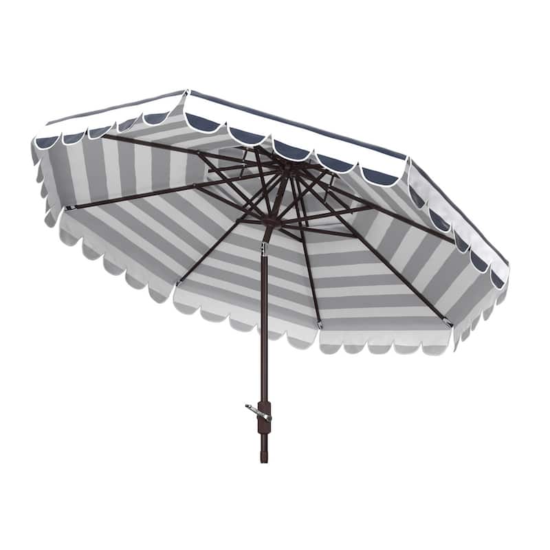 SAFAVIEH Outdoor Blagovesta 9Ft Round Double Top Crank Umbrella