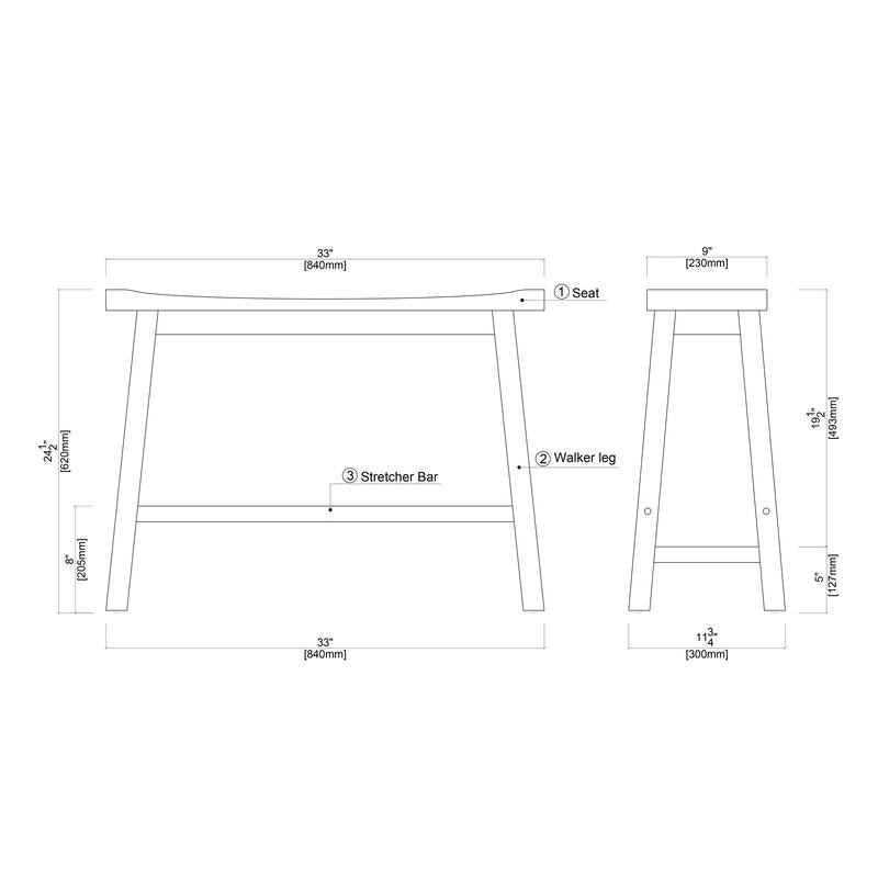 Sonoma Wood Saddle Dining Bench