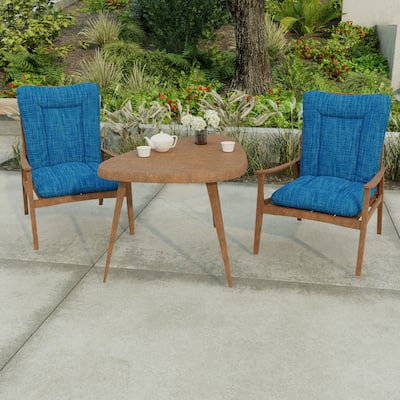 21" x 38" Blue Solid Outdoor Chair Cushion with Ties and Loop - 38'' L x 21'' W x 3.5'' H