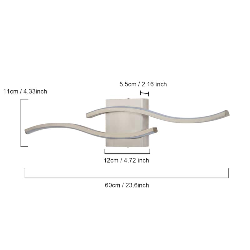 Curve Linear LED Dimmable 23.6-in W Bathroom Vanity Light Cool/Warm Light Wall Sconce