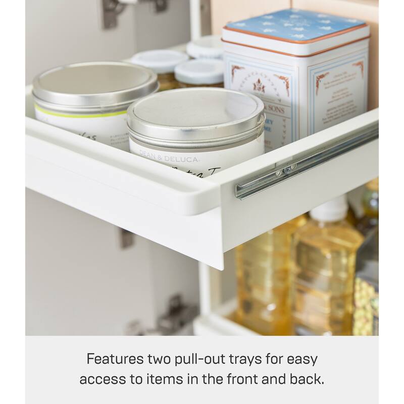 Yamazaki Home Under-Sink Rack with Pull-Out Shelf, Steel, Adjustable - L 26.97 x W 11.97 x H 17.83 inches