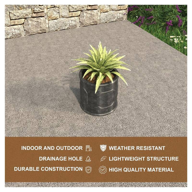 Meadow Classic Round Fiberstone and MGO Clay Planter with Drainage for Indoor Outdoor Home Office Yard Patio Fully Assembled