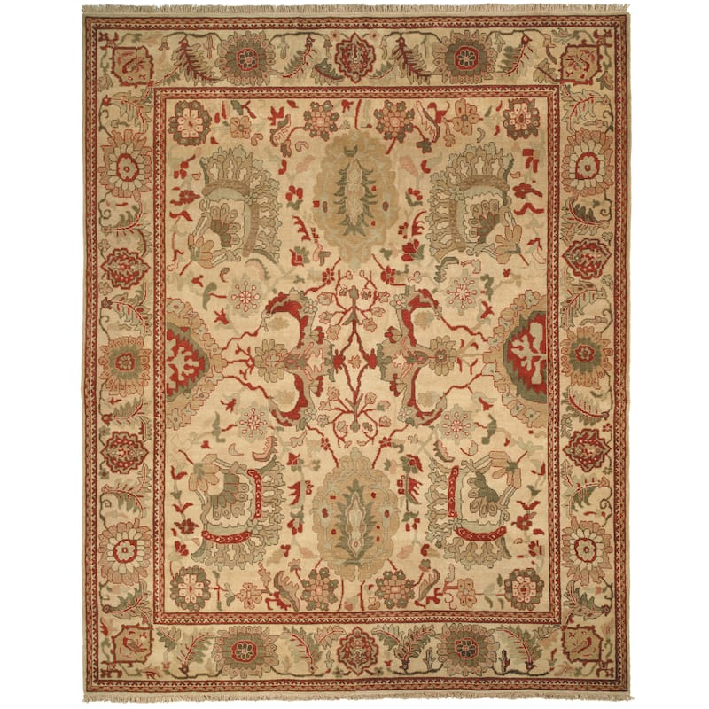 SAFAVIEH Couture Hand-knotted Ziegler Mahal Ajla Traditional Oriental Wool - 9' x 12' - Ivory - Rectangle
