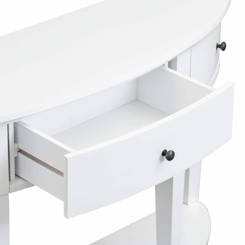 Modern Curved Console Table with 3 Drawers and 1 Shelf