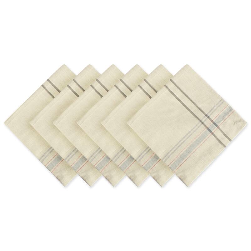 Design Imports Black French Stripe Napkin Set (Set of 6) - gray
