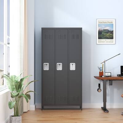 72"H Metal Lockers With 3 Door,Storage Cabinet With Lock for Employees,School,Gym