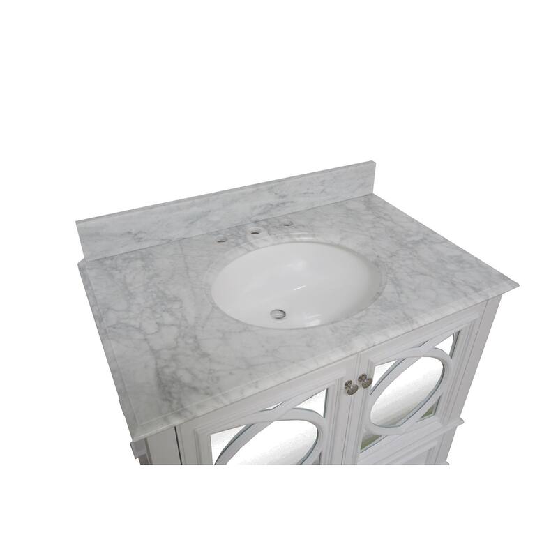 KitchenBathCollection Olivia 36" Bathroom Vanity with Carrara Marble Top