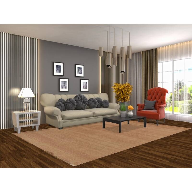 Light Brown Modern Gabbeh Oriental Area Rug Hand-Knotted Wool Carpet - 6'7" x 9'10"