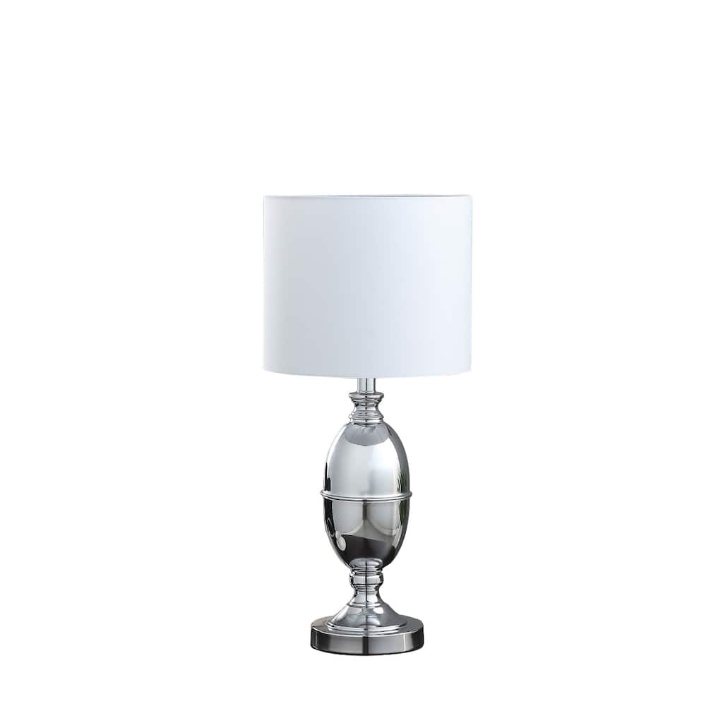 Silver Metal Urn Table Lamp with White Drum Shade and 56 inches Cord - 11.75” x 11.75” x 25” (D x W x H)