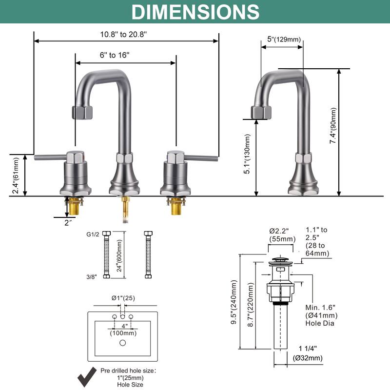 WOWOW Modern-Style Bathroom Faucet with Pop-Up Drain