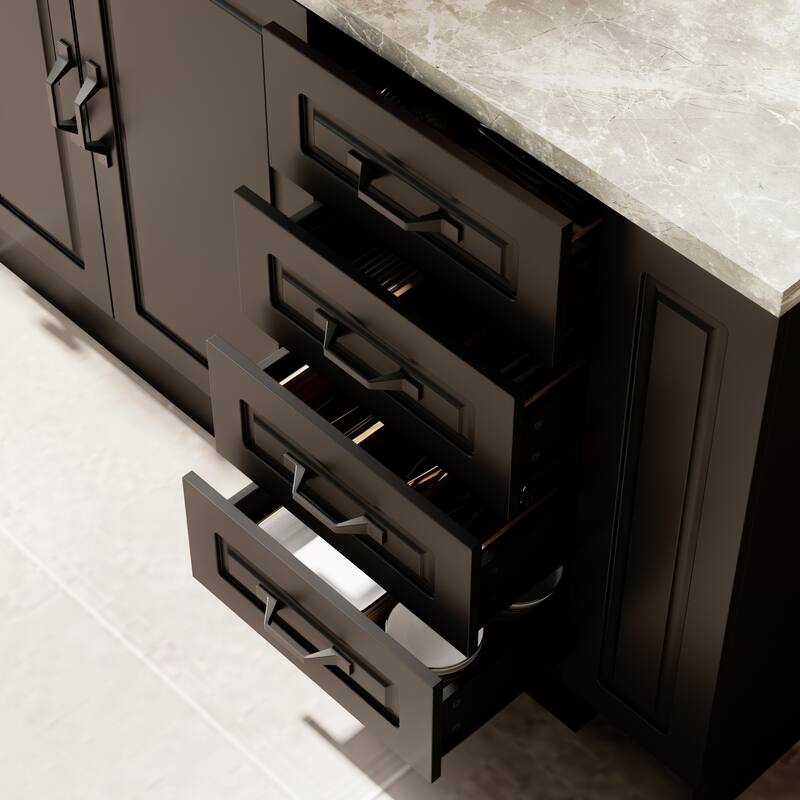 Large Kitchen Island with Storage and Power Outlet, 94.5” Kitchen Island Cabinet with Drawers and Shelves, Kitchen Island