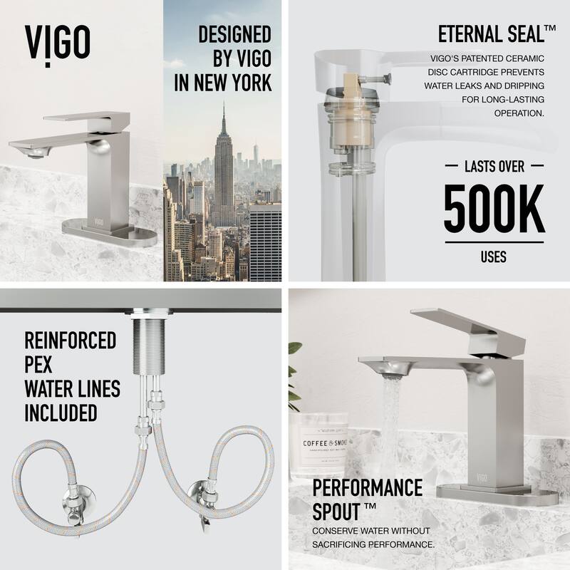 VIGO Dunn 6" H Single Handle Single Hole Bathroom Faucet