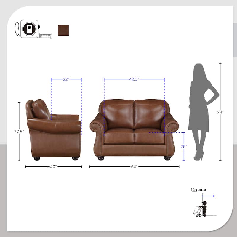 Fowler 3-Piece Leather Match Living Room Sofa Set