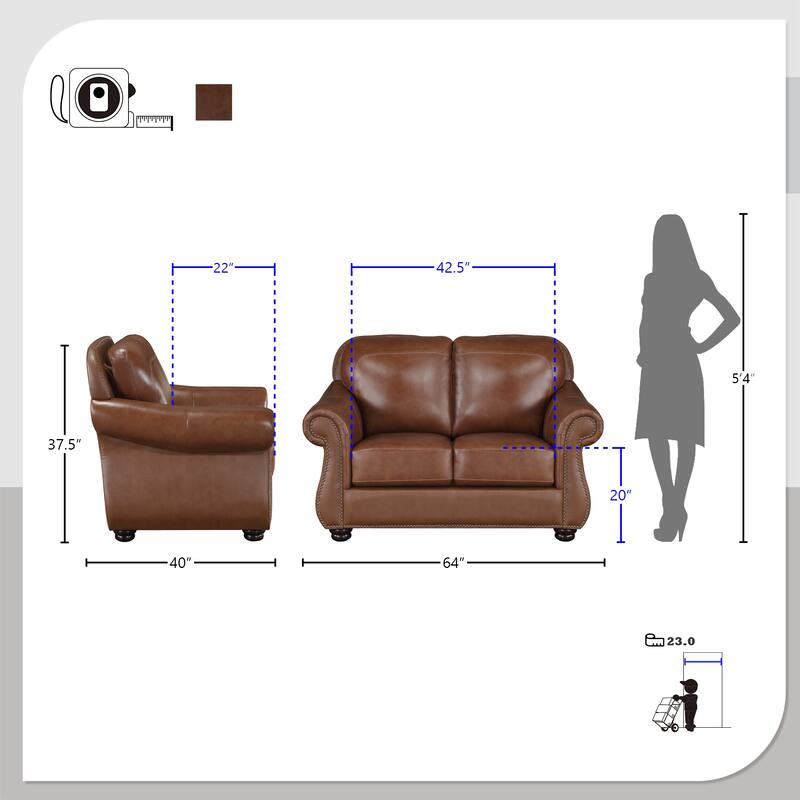 Fowler Leather Match Living Room Loveseat
