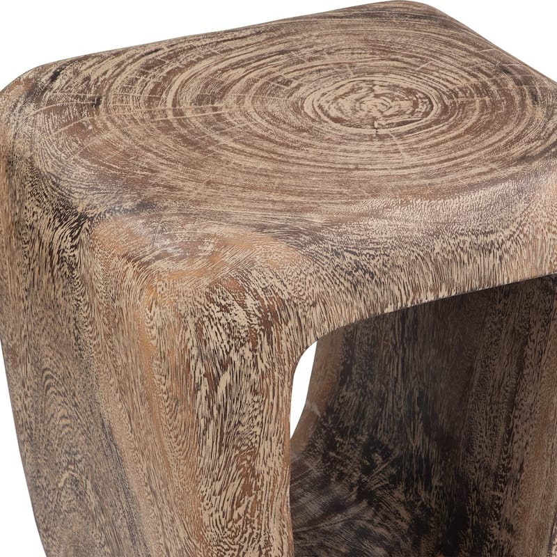 Weathered Style Wooden Accent Stool - 18" - Brown
