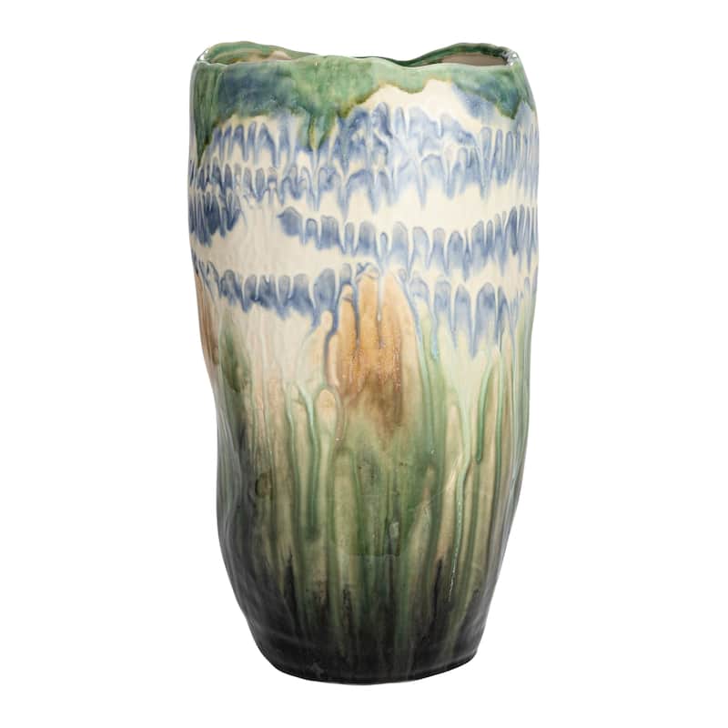 Decorative Stoneware Vase with Reactive Glaze
