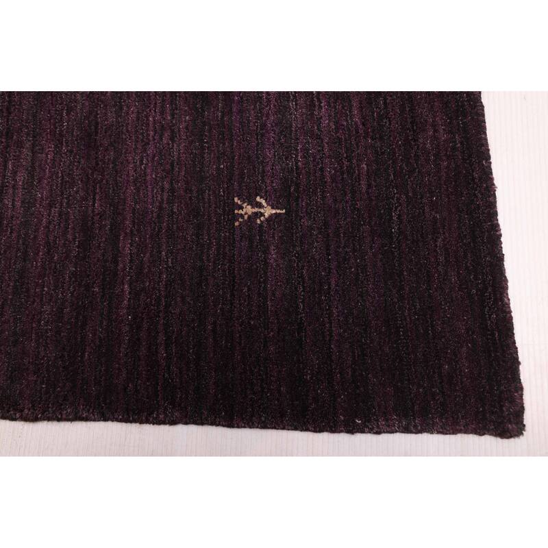 ECARPETGALLERY Hand Loomed Indo Gabbeh Dark Purple Wool Rug - 5'7 x 7'10