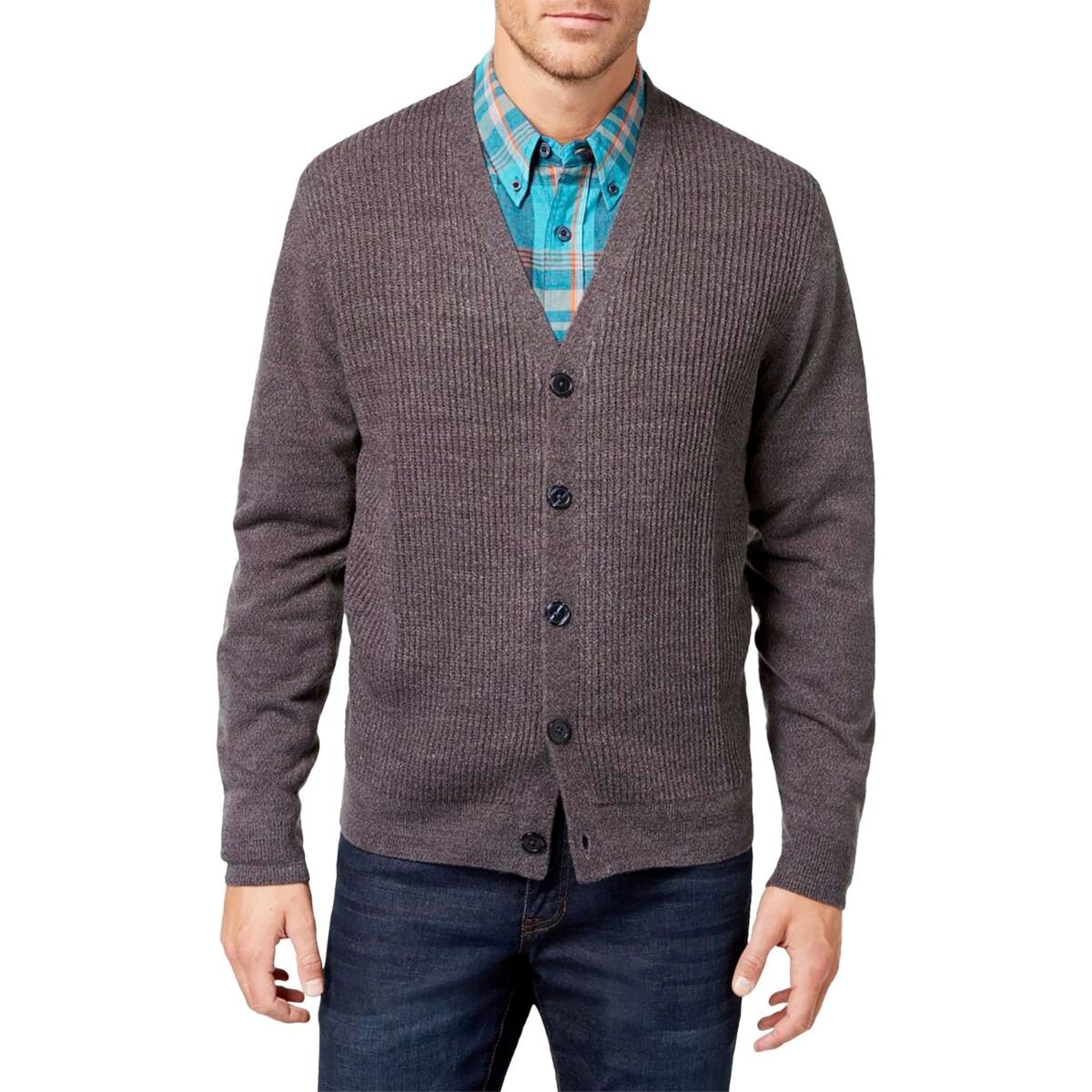 front button sweater mens