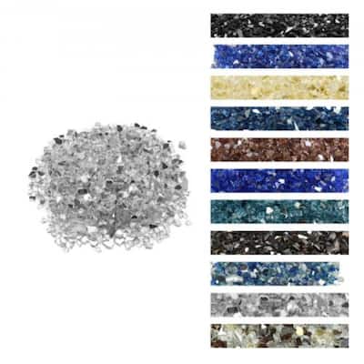 Clear Tempered Crushed Glass Fireplace Glass Rocks 10 lbs. Heat Resistant - 1/2 inch