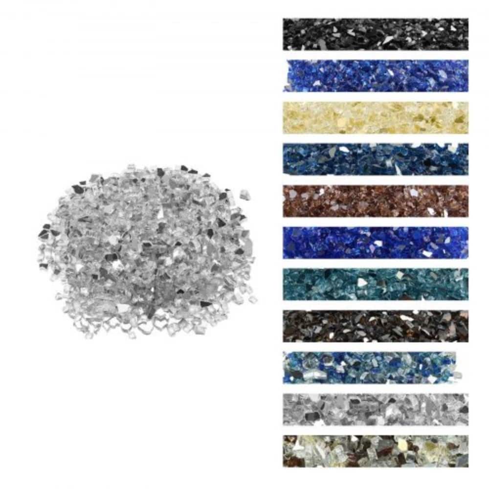 Clear Tempered Crushed Glass Fireplace Glass Rocks 10 lbs. Heat Resistant - 1/2 inch