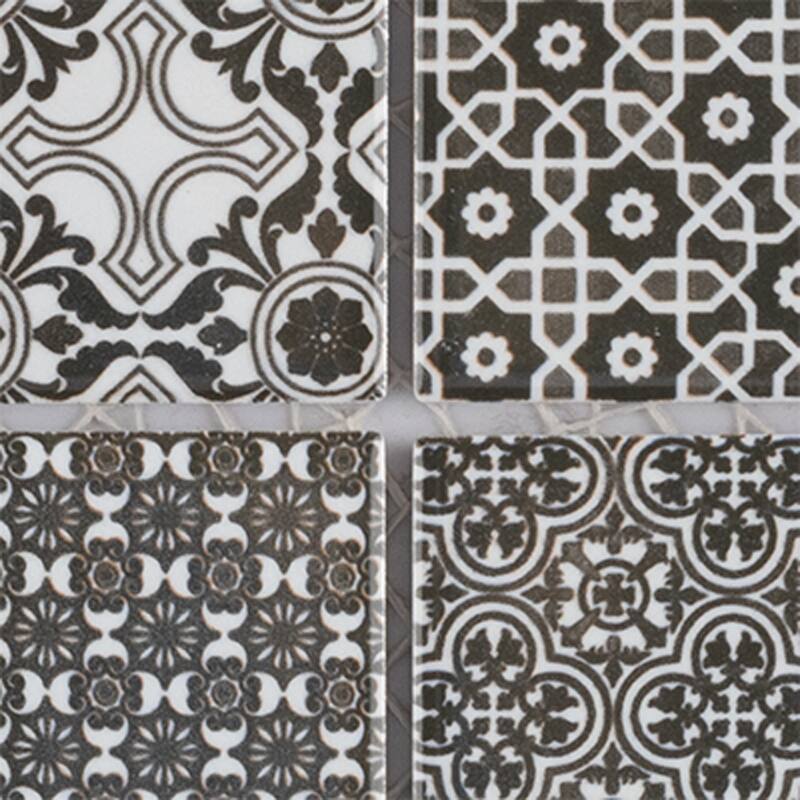 Merola Tile Classico 4" Square Black 11-5/8" x 11-5/8" Porcelain Floor and Wall Tile - Case (10 Tiles)