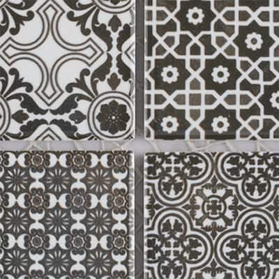 Merola Tile Classico 4" Square Black 11-5/8" x 11-5/8" Porcelain Floor and Wall Tile