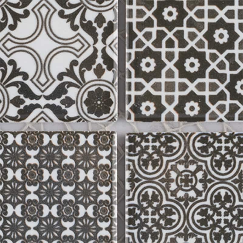 Merola Tile Classico 4" Square Black 11-5/8" x 11-5/8" Porcelain Mosaic Floor and Wall Tile - Case (10 Tiles)