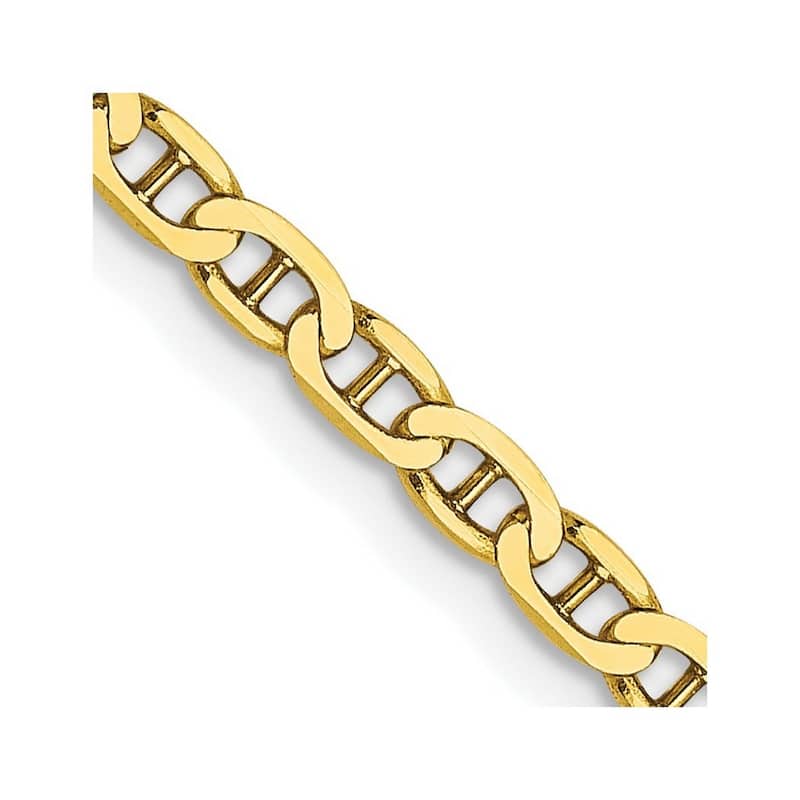 Curata 10k Yellow Gold 10-inch 2.4mm Flat Anchor Chain Anklet Ankle Bracelet for Women