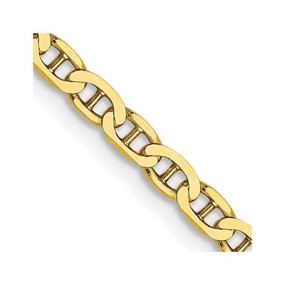 Curata 10k Yellow Gold 2.4mm Flat Anchor Mariner Chain Necklace Options: 16 18 20