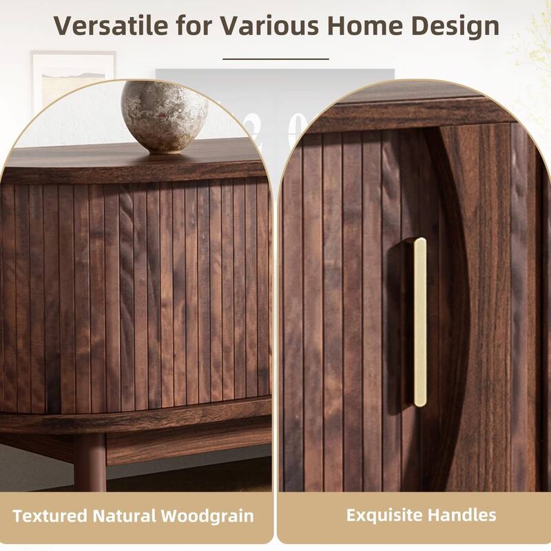 Farmhouse TV Stand for 75" TVs - Wood Storage Cabinet, Waterproof