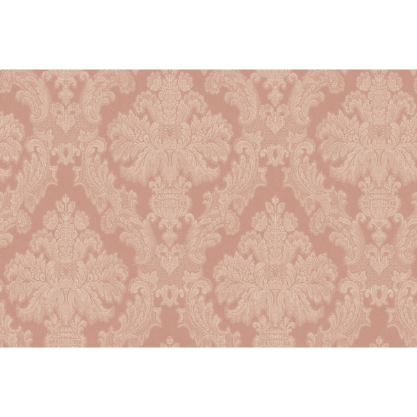 slide 2 of 4, Seabrook Designs Tiffani Damask Unpasted Wallpaper 27 in. W x 27 ft. L - Blush & Metallic Ivory