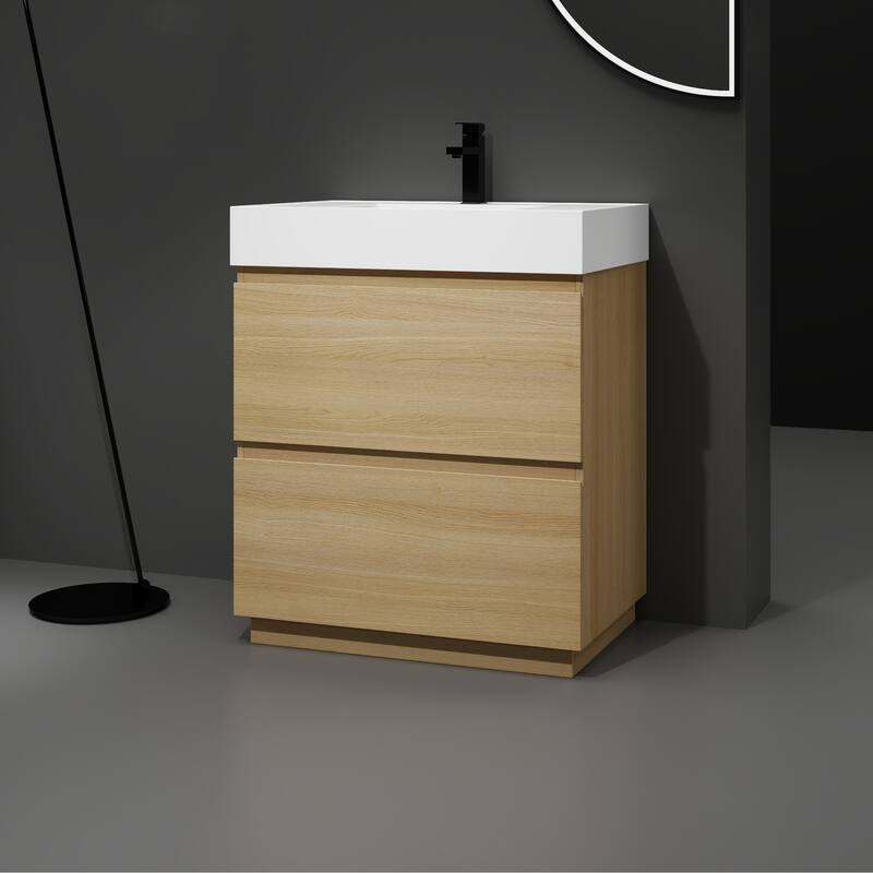 30 in. W x 18 in. D x 35 in. H Single Sink Freestanding Bath Vanity with White Resin Top