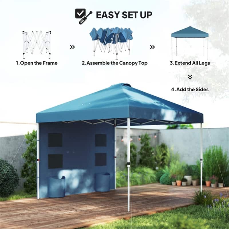 Sea Blue Outdoor Canopy Tent 10×10 ft with UV50+ Oxford Fabric - 116.9" L x 116.9" W x 113" H