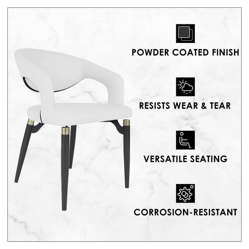 Entice Dining Chairs Upholstered Leather with Iron Legs Modern Accent Arm Chairs