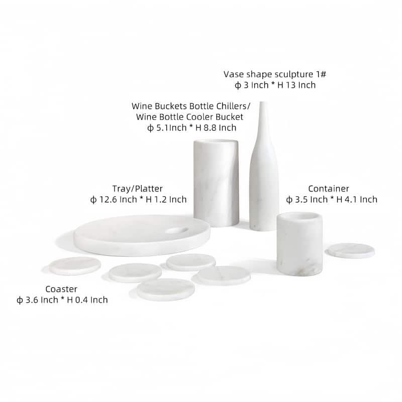 Roomfitters Natural Marble Dining Room Accessories Set, Luxury 10-Piece Genuine Stone Tabletop Collection