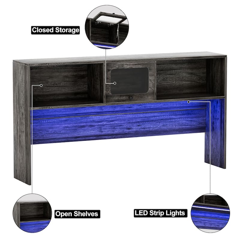L-shaped Executive Desk Office Computer Table with Top Hutch and Charge Station