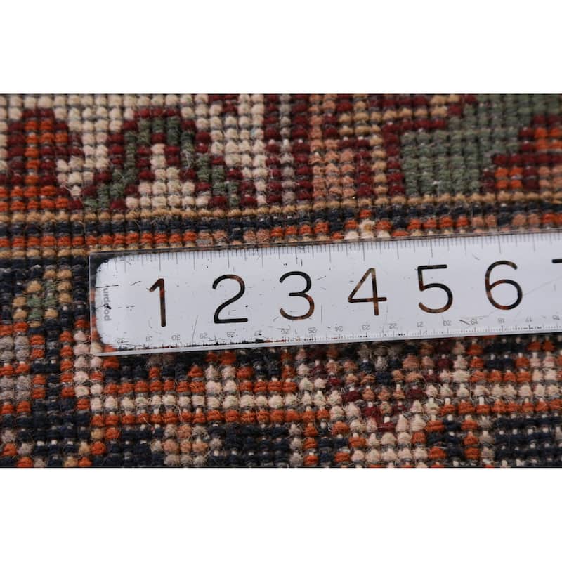 Hand Knotted Oriental 100% Wool Carpet Traditional Geometric Oranges & Rust Heriz (serapi) Runner Rug - 11' 8'' X 2' 6''