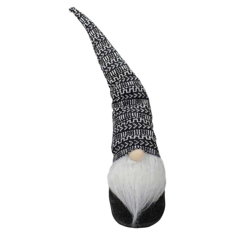 Geometric Pattern Gnome Christmas Decoration - 25" - Black and White