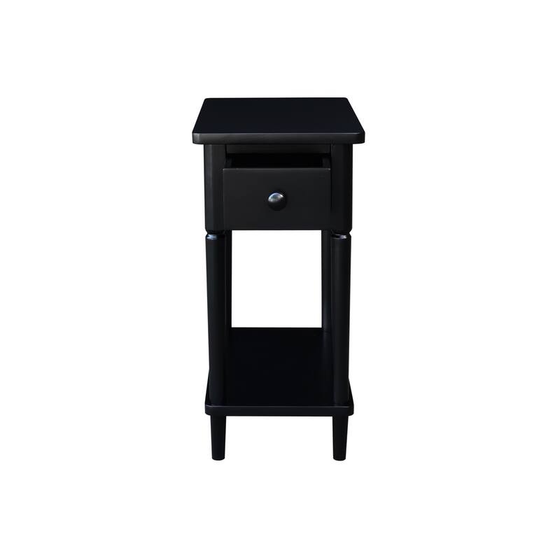 Narrow Solid Wood Side Table with Drawer